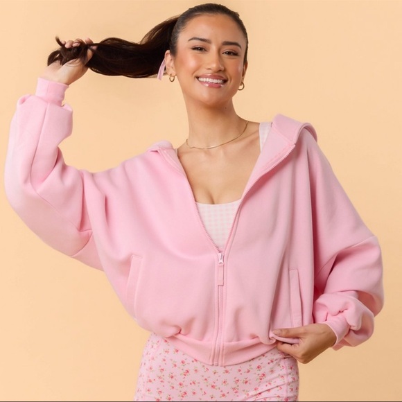 Blogilates Tops - Blogilates Marshmallow Full Zip-Up Hooded Sweatshirt